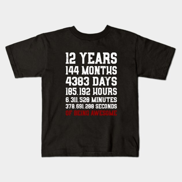 Kids 12 Years of being awesome Shirt 12th birthday Party Kids T-Shirt by ELFEINHALB